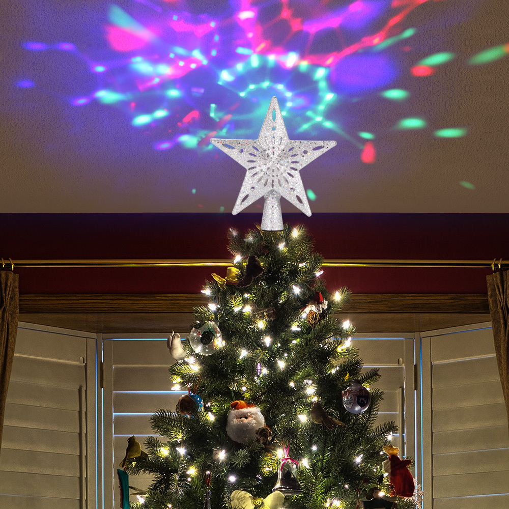 Christmas Tree Top Light Star Snowflake Shape LED Laser Projector Lights Christmas Tree Ornament 2 1219530860349.jpg