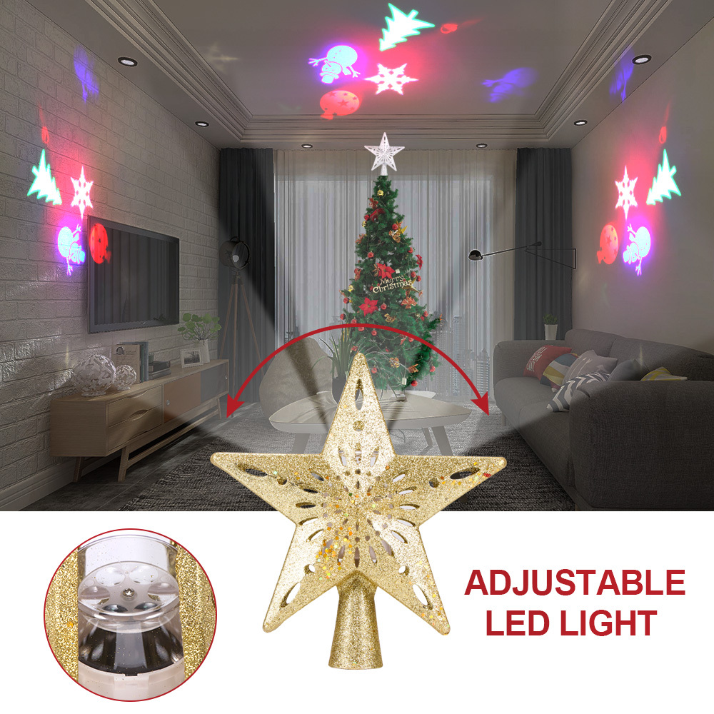 Christmas Tree Top Light Star Snowflake Shape LED Laser Projector Lights Christmas Tree Ornament 6 3376694167245.jpg