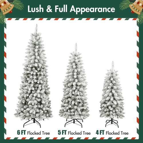 3 Pcs Flocked Artificial Christmas Tree Set With Lights, 4ft 5ft 6ft Christmas Snow Tree Set, Christmas Decor - Image 10