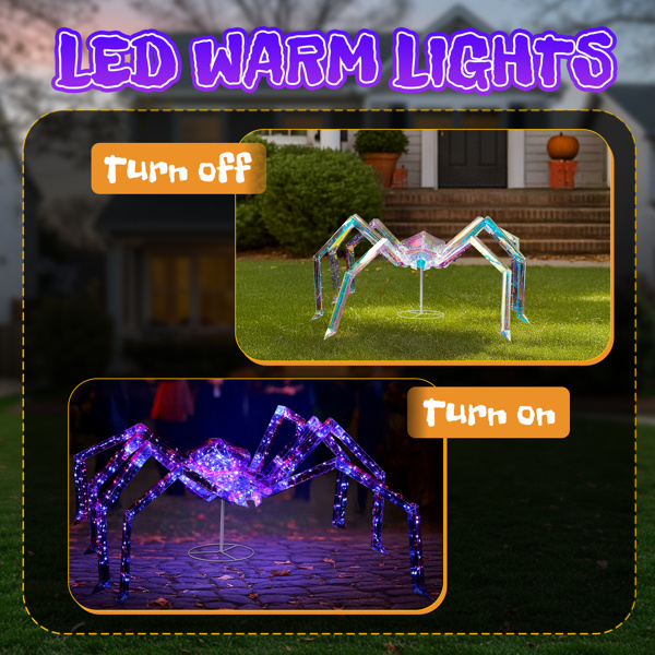 3ft Prism Spider, Illusion, 340 Purple Copper Wire Light, 4.5V 3.6W Halloween Standing Decoration US Specification - Image 3
