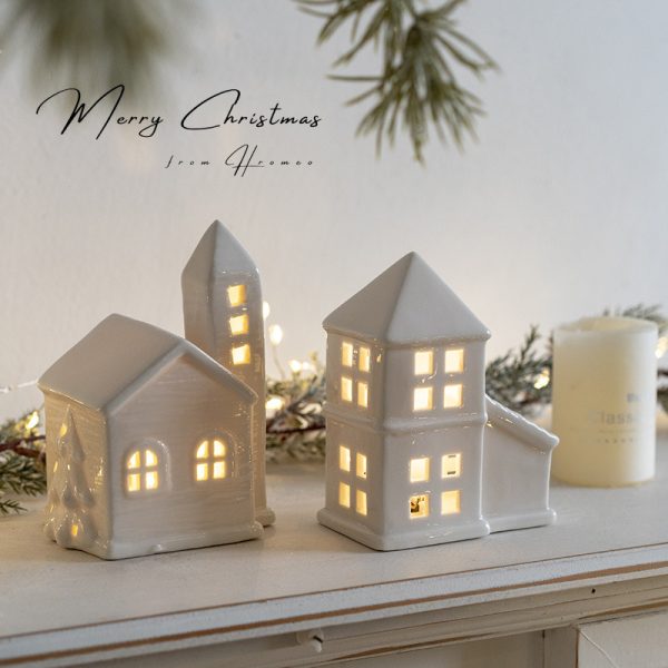Christmas Decoration Ceramic Small House Small Night Lamp Desktop - Image 6
