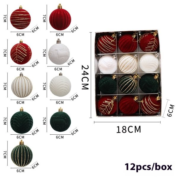 Christmas Red Flocking Colored Drawing Ball 12 6cm - Image 3