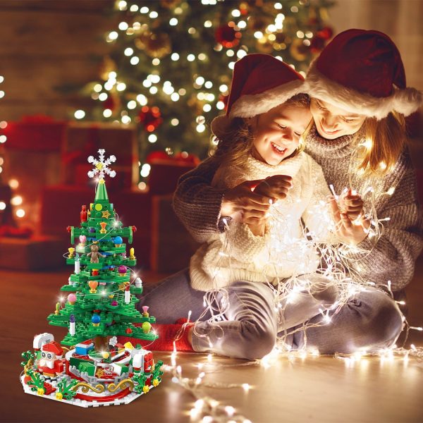 2025 Year Christmas Tree Building Set With LED Light Tabletop Christmas Building Block 24 Days Christmas Countdown Calendar For Boys Girls 3-6 - Image 4