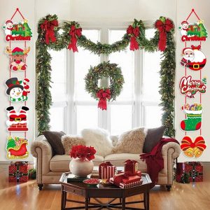 Christmas Scene Layout Cartoon Decoration Door Curtain