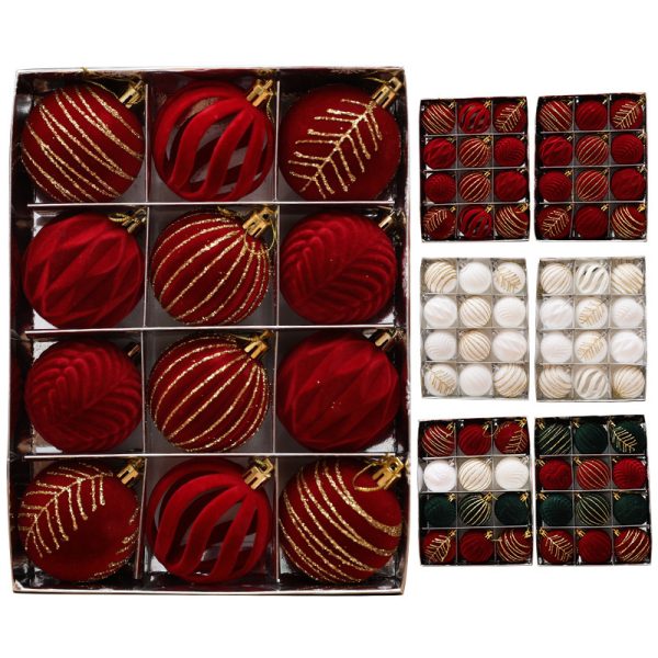 Christmas Red Flocking Colored Drawing Ball 12 6cm - Image 5