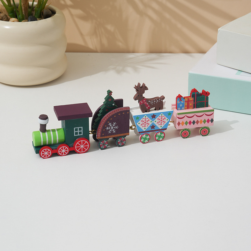 Christmas Decorations Wooden Train Children's Gifts Christmas Small Gifts Window Decoration 3 Christmas Decorations Wooden Train Children's Gifts Christmas Small Gifts Window Decoration - Image 3