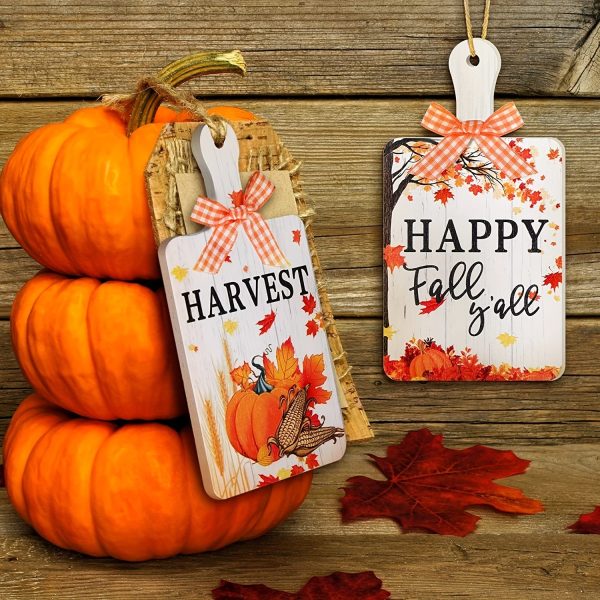 3 Autumn Decorative Supplies Thanksgiving Wooden Door Plate Pendant - Image 2