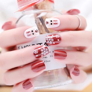Artificial Christmas Snowflake Elk Cartoon Design Fake Nails Manicure