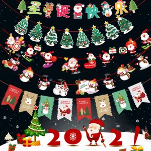 DIY Old Man Deer Tree Pull Flag Pendant Shop Hotel School Scene Layout