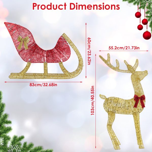1Pc Lighted Christmas Reindeer & Sleigh Indoor Outdoor Christmas Decoration Christmas Lighted Display With 8 Lighting Modes - Image 10