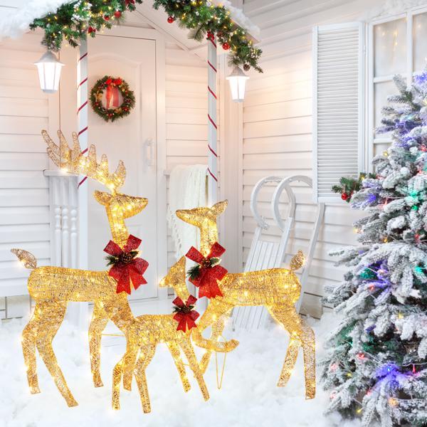 3pcs122x54x38cm Golden Elk Family Courtyard Elk Decoration 5 3pcs122x54x38cm Golden Elk Family Courtyard Elk Decoration - Image 5