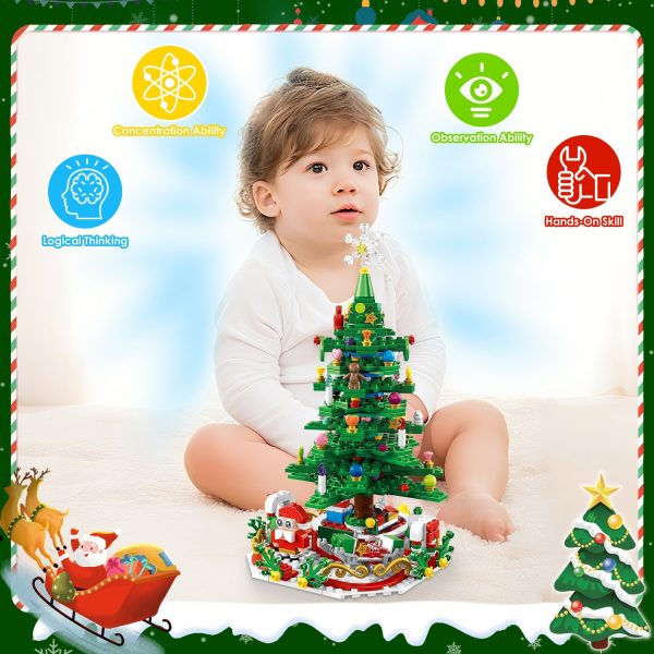 2025 Year Christmas Tree Building Set With LED Light Tabletop Christmas Building Block 24 Days Christmas Countdown Calendar For Boys Girls 3-6 - Image 8