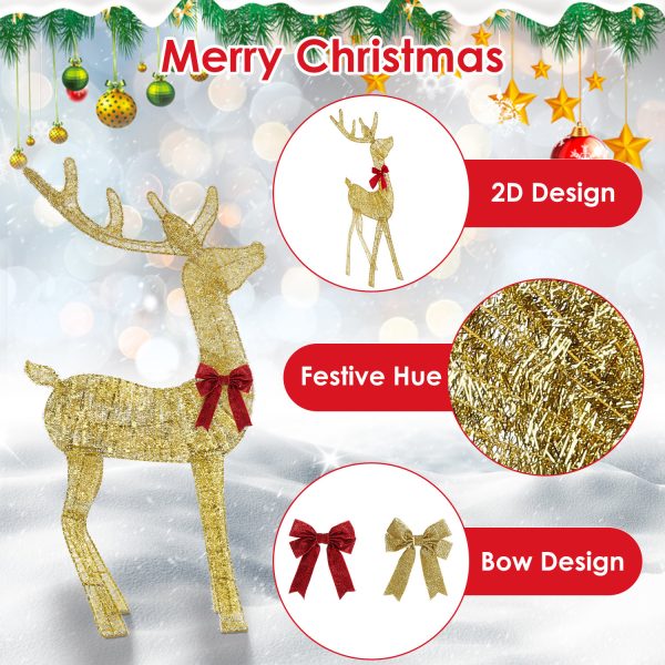 1Pc Lighted Christmas Reindeer & Sleigh Indoor Outdoor Christmas Decoration Christmas Lighted Display With 8 Lighting Modes - Image 3