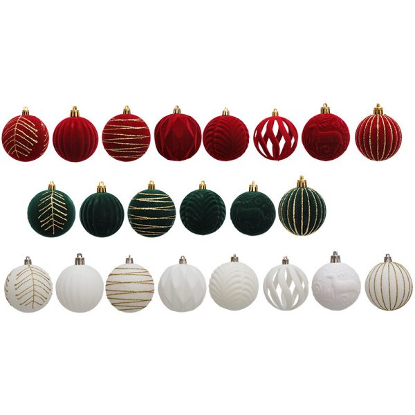 Christmas Red Flocking Colored Drawing Ball 12 6cm - Image 4