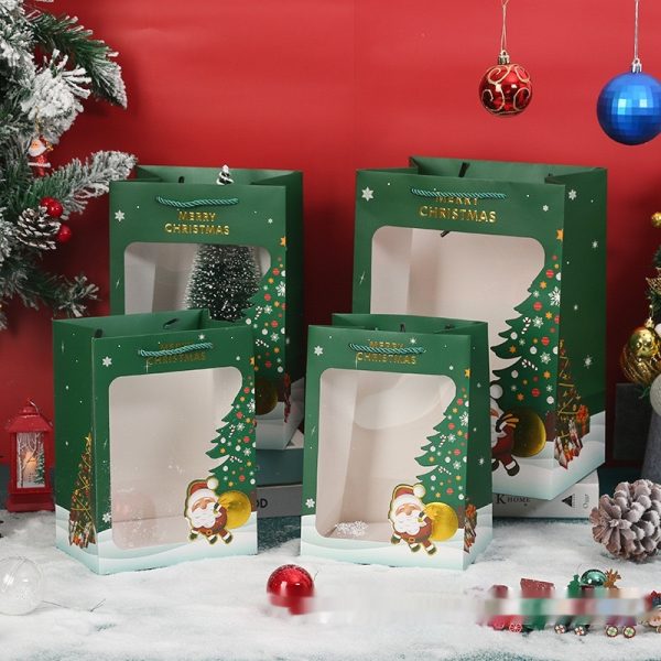 Christmas Gift Bag Transparent Paper Eve Bouquet Packaging Halloween Handbag - Image 3