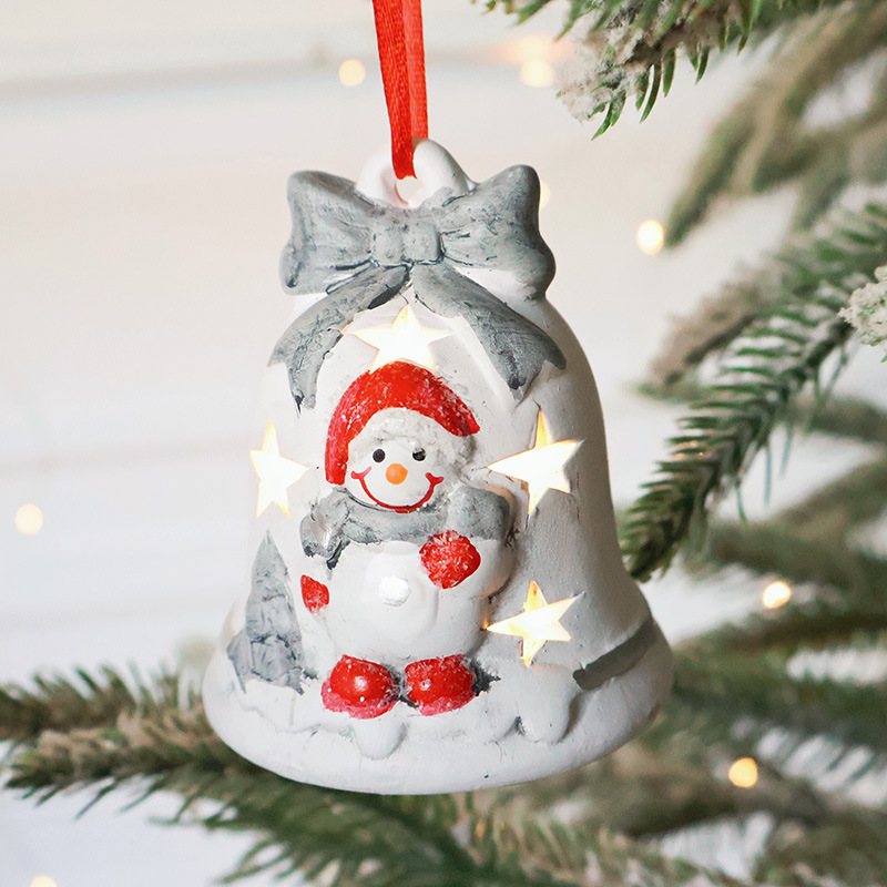 Santa Claus Hollow Ambience Light Christmas Tree Bell Decorative Pendant - Image 4