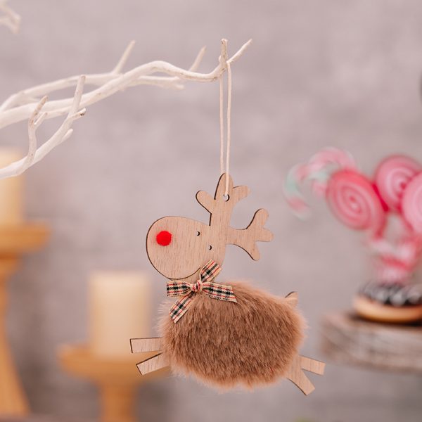 Christmas Wooden Elk Ornaments Red Lamb - Image 7