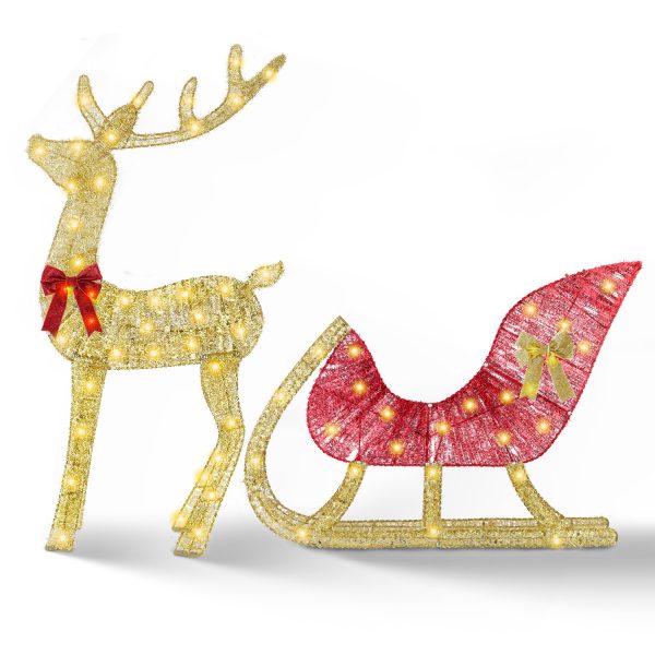 1Pc Lighted Christmas Reindeer & Sleigh Indoor Outdoor Christmas Decoration Christmas Lighted Display With 8 Lighting Modes - Image 8
