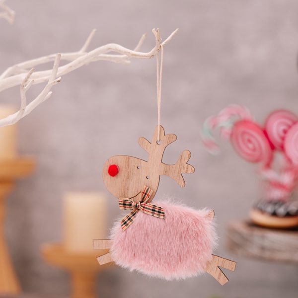 Christmas Wooden Elk Ornaments Red Lamb - Image 8