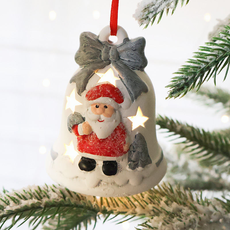 Santa Claus Hollow Ambience Light Christmas Tree Bell Decorative Pendant - Image 3