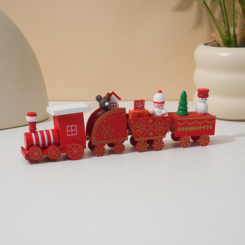 Christmas Decorations Wooden Train Children's Gifts Christmas Small Gifts Window Decoration 2 Christmas Decorations Wooden Train Children's Gifts Christmas Small Gifts Window Decoration - Image 2