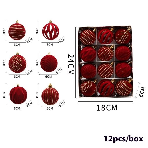 Christmas Red Flocking Colored Drawing Ball 12 6cm - Image 7