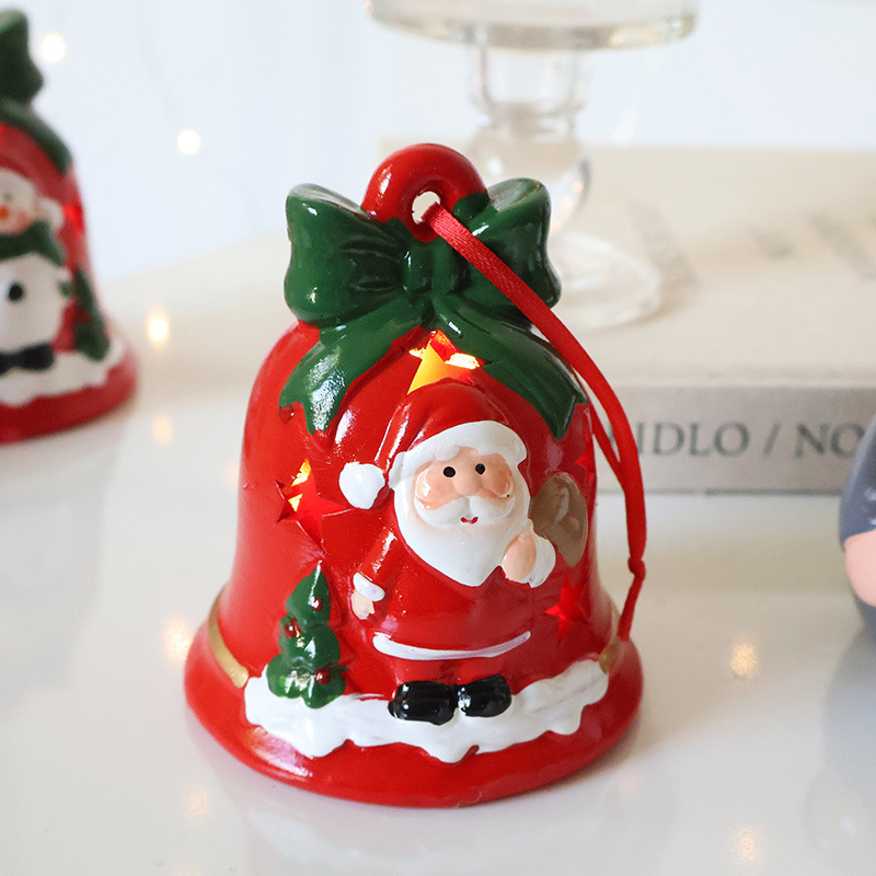 Santa Claus Hollow Ambience Light Christmas Tree Bell Decorative Pendant - Image 5