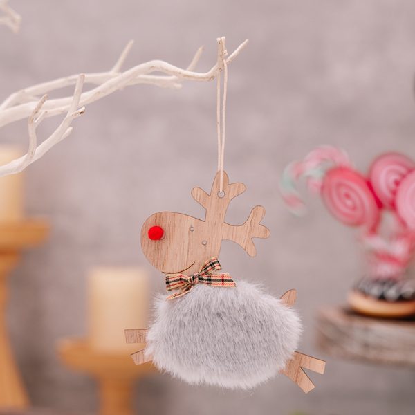 Christmas Wooden Elk Ornaments Red Lamb - Image 10