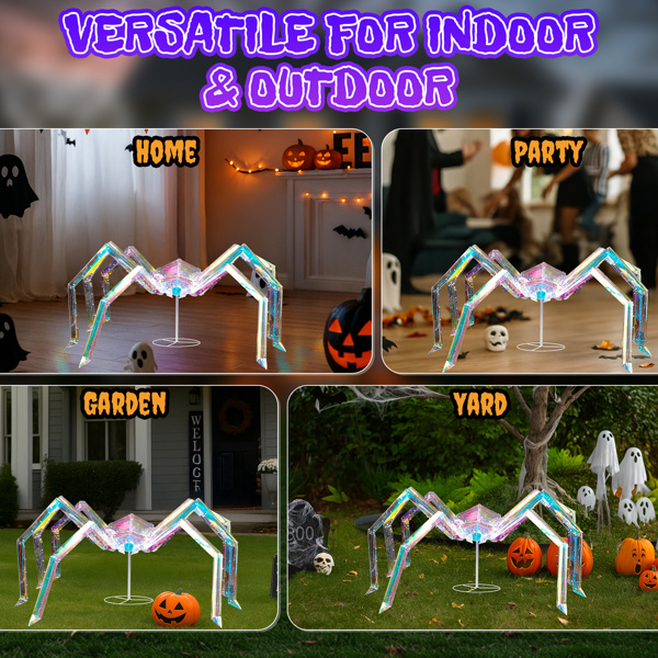 3ft Prism Spider, Illusion, 340 Purple Copper Wire Light, 4.5V 3.6W Halloween Standing Decoration US Specification - Image 9