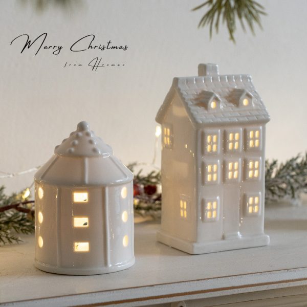 Christmas Decoration Ceramic Small House Small Night Lamp Desktop - Image 5