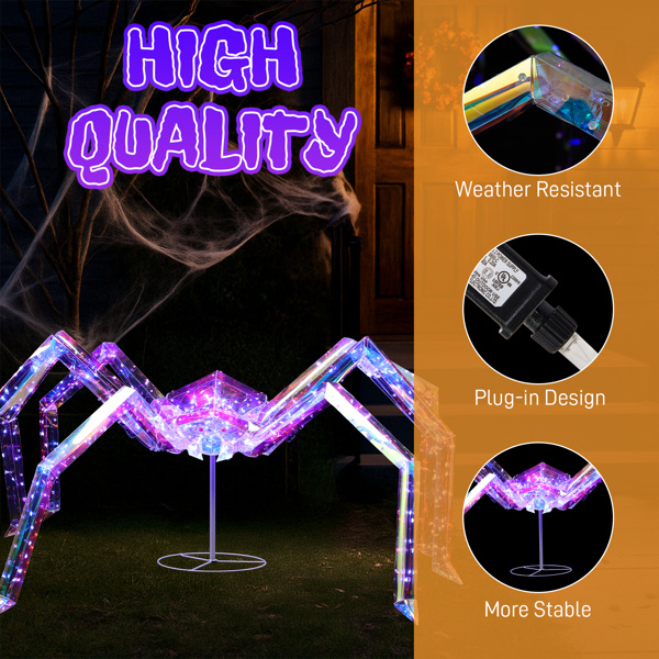 3ft Prism Spider, Illusion, 340 Purple Copper Wire Light, 4.5V 3.6W Halloween Standing Decoration US Specification - Image 2