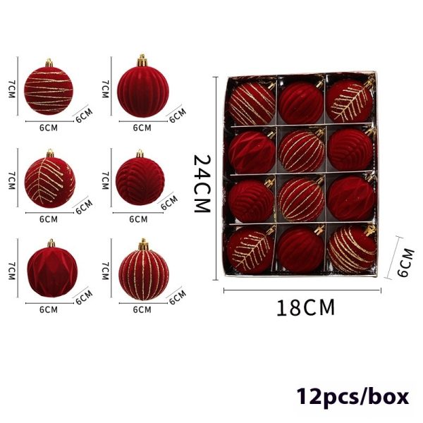Christmas Red Flocking Colored Drawing Ball 12 6cm - Image 10