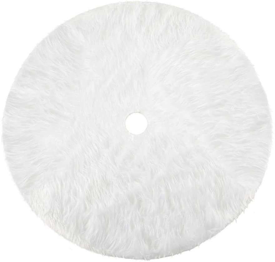 White Christmas Tree Skirt Plush Faux Fur Xmas Tree Carpet Merry Christmas Tree Decorations Ornament New Year Navidad Home Decor - Image 4