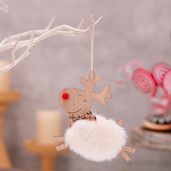 Christmas Wooden Elk Ornaments Red Lamb - Image 9