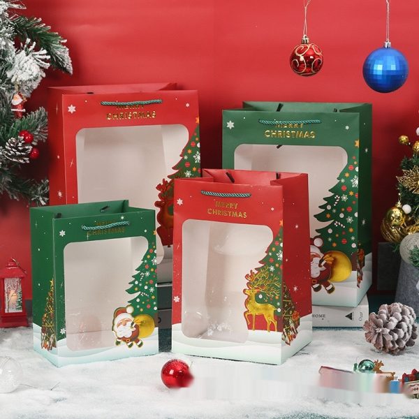 Christmas Gift Bag Transparent Paper Eve Bouquet Packaging Halloween Handbag - Image 5