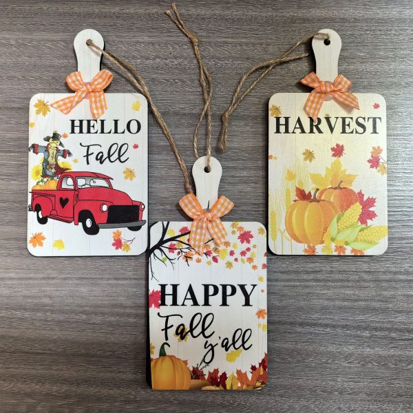 3 Autumn Decorative Supplies Thanksgiving Wooden Door Plate Pendant - Image 3