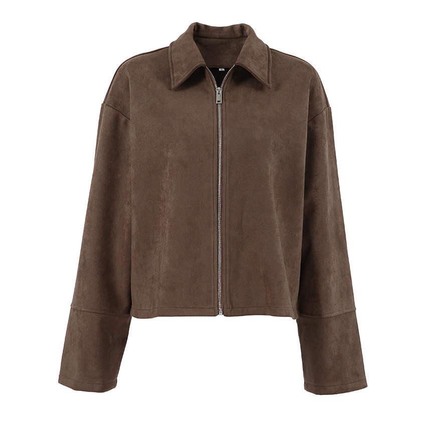 Vintage Brown Suede Lapel Baggy Coat - Image 3