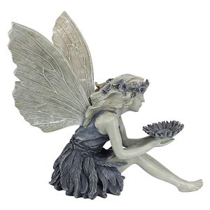fairy garden statue – sitting resin fairy ornament for outdoor decoration