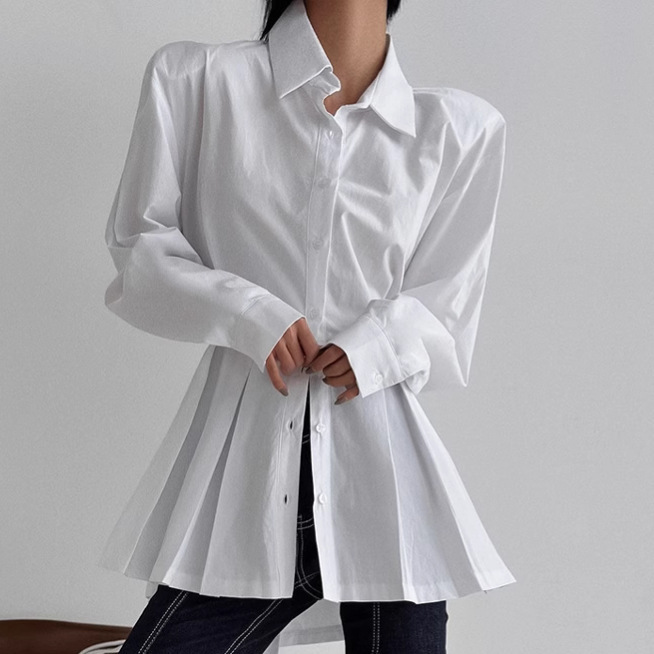 Temperament Commute All-match Cotton Shirt Long-sleeved Lace-up Top - Image 4