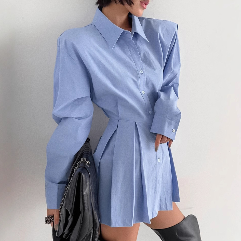 cotton lace-up long sleeve shirt front view