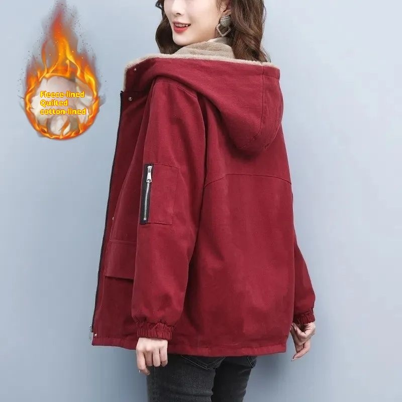 Fleece-lined Thick Loose Casual Korean Super Hot Cotton-padded Jacket 2 Fleece-lined Thick Loose Casual Korean Super Hot Cotton-padded Jacket - Image 2