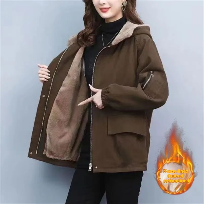 Fleece-lined Thick Loose Casual Korean Super Hot Cotton-padded Jacket 5 Fleece-lined Thick Loose Casual Korean Super Hot Cotton-padded Jacket - Image 5