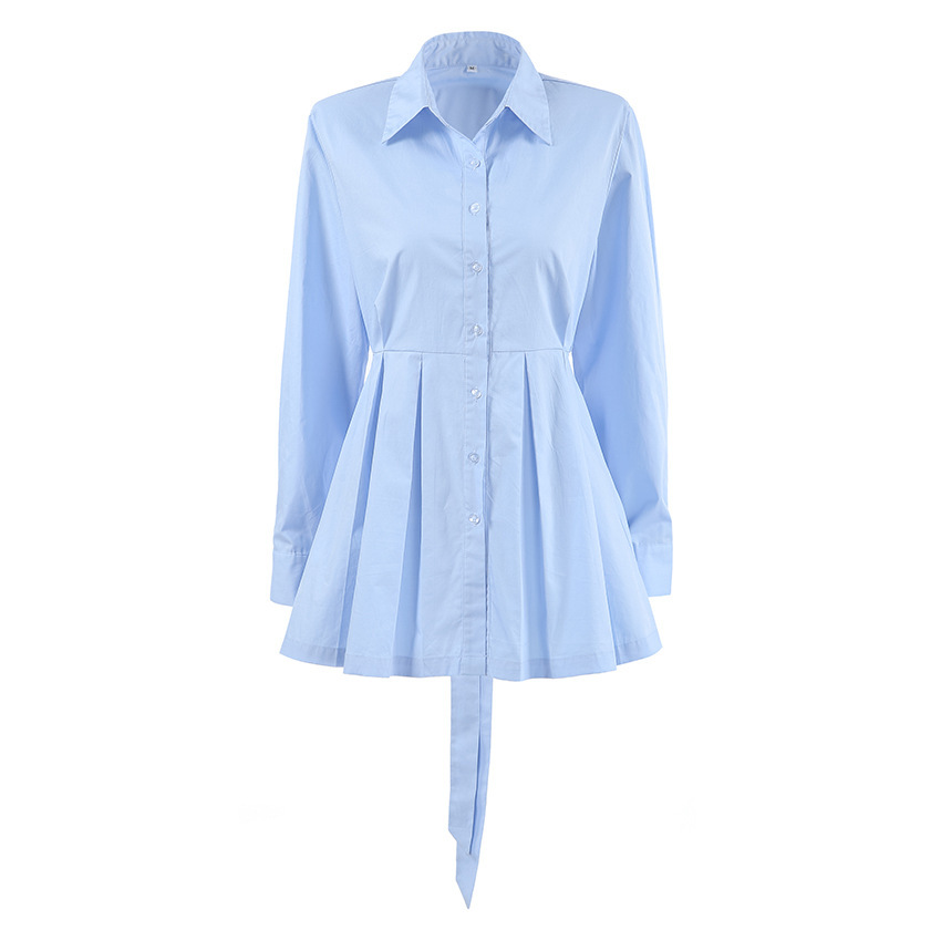 Temperament Commute All-match Cotton Shirt Long-sleeved Lace-up Top - Image 5