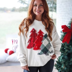 Loose Fashion Versatile Christmas Printed Pullover Sweatshirt – Cozy Holiday Winter Top