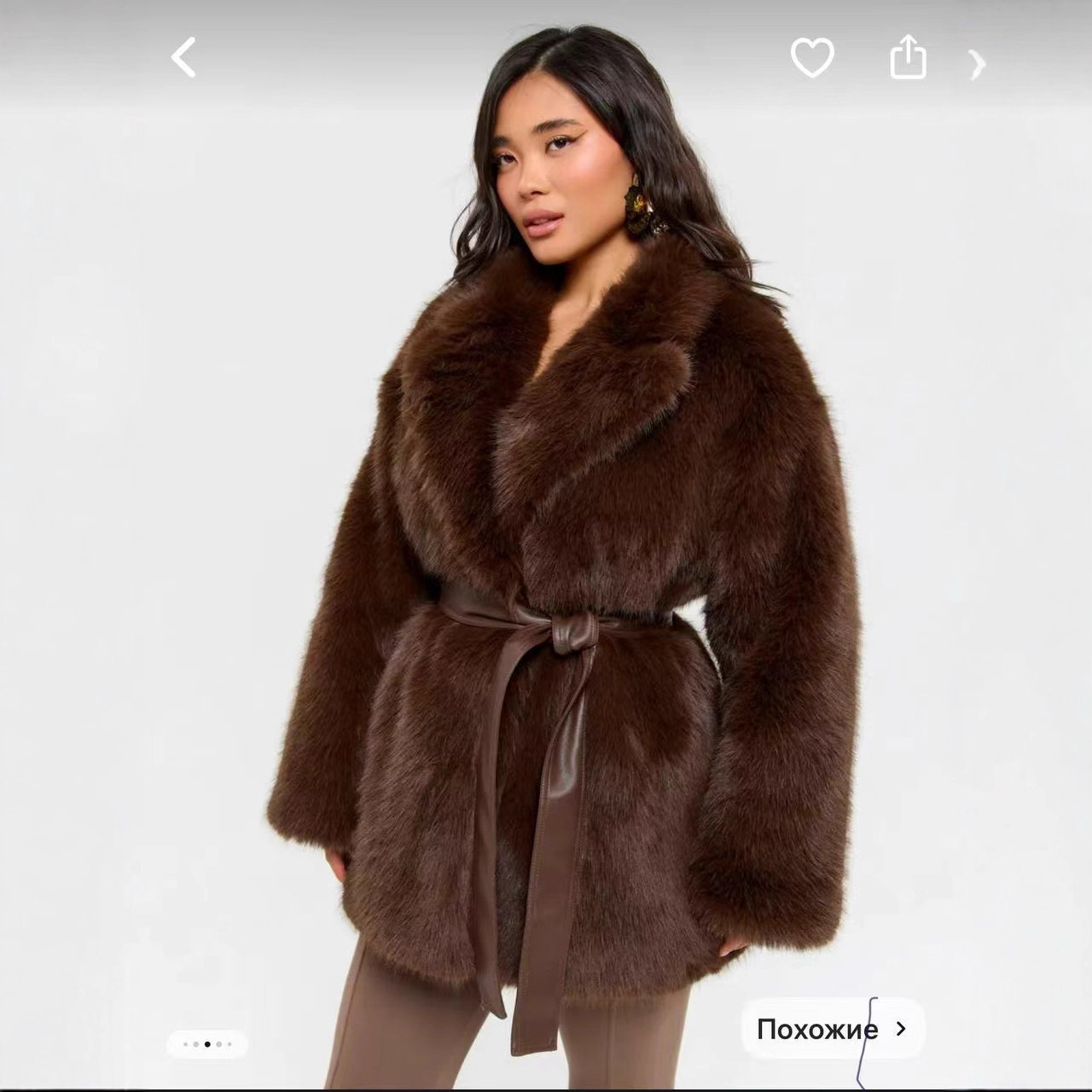 With Belt Artificial Wool Coat Mid-length 6 With Belt Artificial Wool Coat Mid-length - Image 6