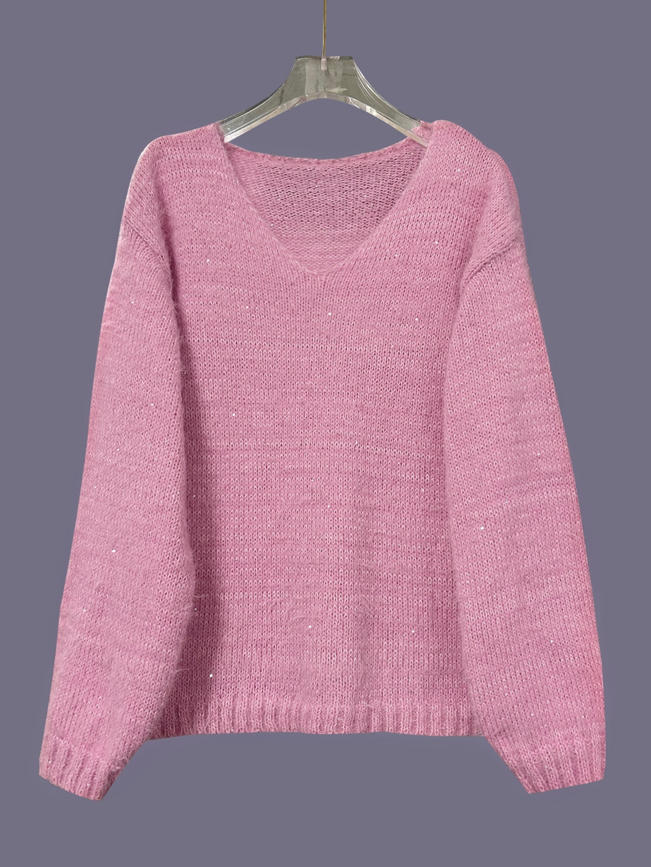 Loose Shiny Pink Women's Sweater 5 Loose Shiny Pink Women's Sweater - Image 5
