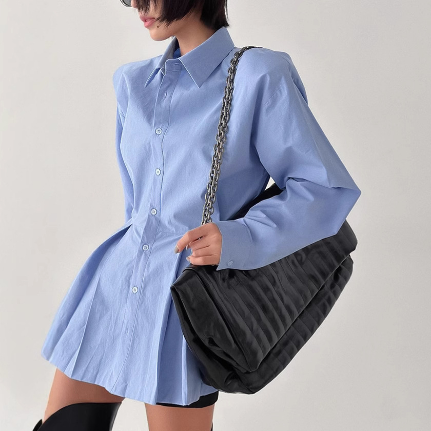 Temperament Commute All-match Cotton Shirt Long-sleeved Lace-up Top - Image 2