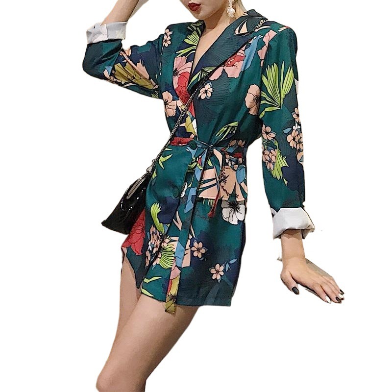 Women's All-matching Printed Long Suit Jacket Slim Fit 3 Women's All-matching Printed Long Suit Jacket Slim Fit - Image 3