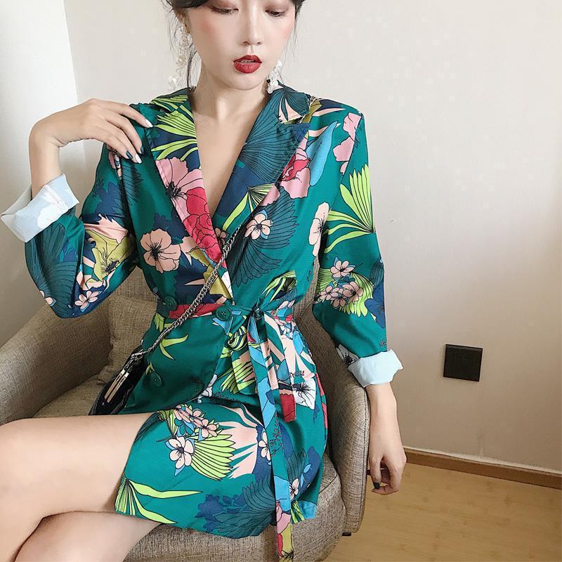 Women's All-matching Printed Long Suit Jacket Slim Fit 6 Women's All-matching Printed Long Suit Jacket Slim Fit - Image 6