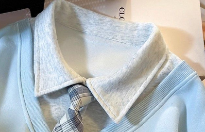 Fake Two-piece Tie Polo Collar Sweater For Women Spring And Autumn New Loose-fitting Non-hoodie 8 Fake Two-piece Tie Polo Collar Sweater For Women Spring And Autumn New Loose-fitting Non-hoodie - Image 8